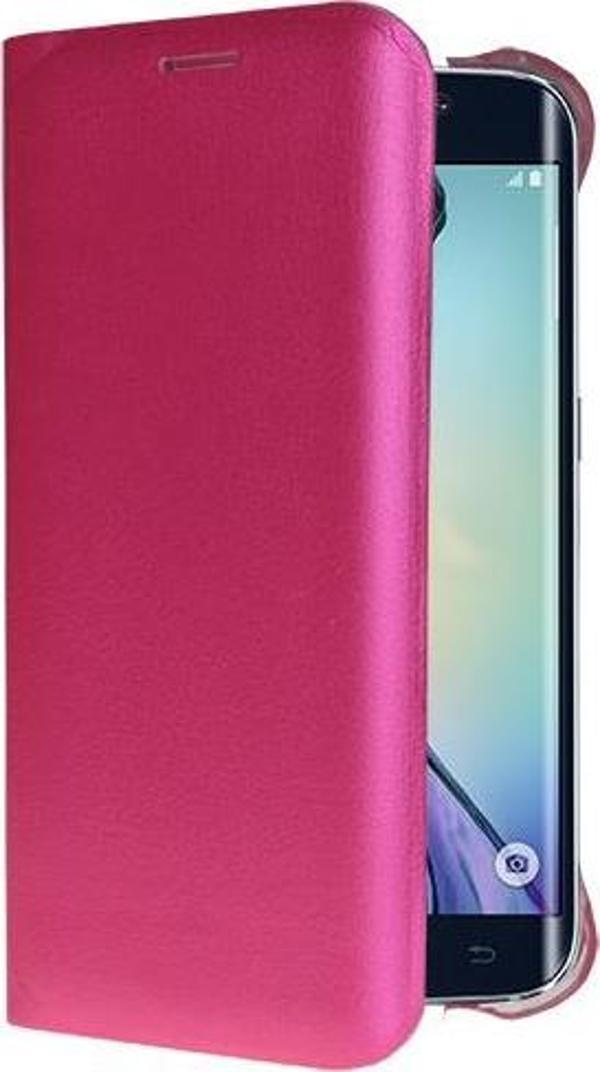Galaxy S6 Edge ile Uyumlu Flip Wallet (Suni Deri) Pembe - Image 1