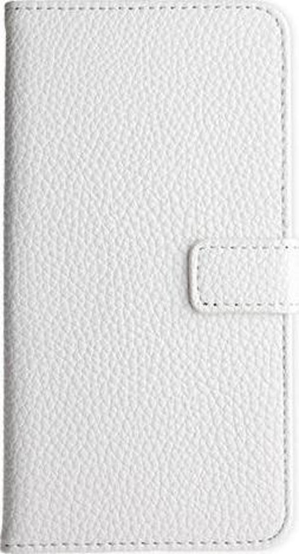 Galaxy S5 G900 ile Uyumlu Textured Walled Kapaklı Kılıf Beyaz Renk - Image 1