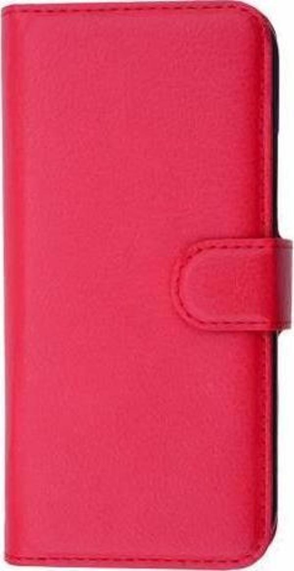 One M8 Mini ile Uyumlu Yan Model Kartlıklı Cüzdanlı Kılıf Kırmızı - Image 1