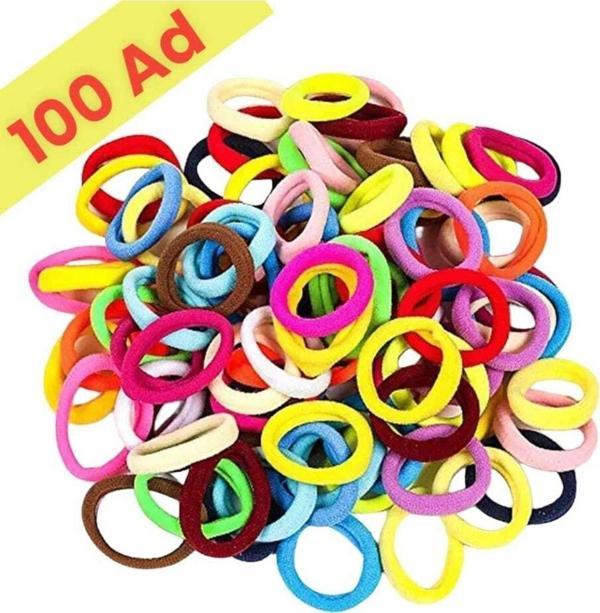 100'Lü Renkli 6 Cm Esnek Lastik Saç Tokası - Image 1