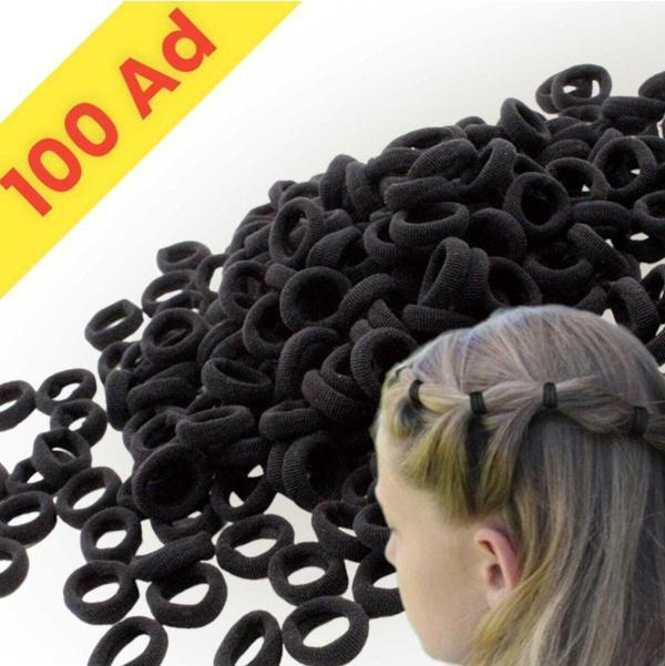 100'Lü Siyah 3 Cm Esnek Lastik Saç Tokası - Image 1