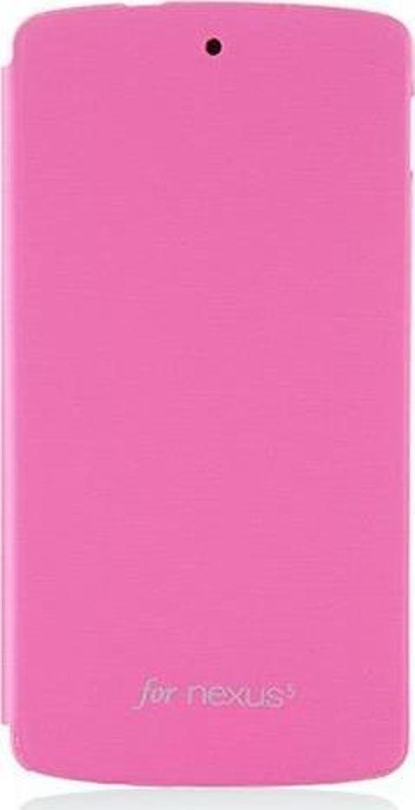 Nexus 5 D820 D821 ile Uyumlu Kasalı Kapaklı Flip Cover Kılıf Pembe - Image 1
