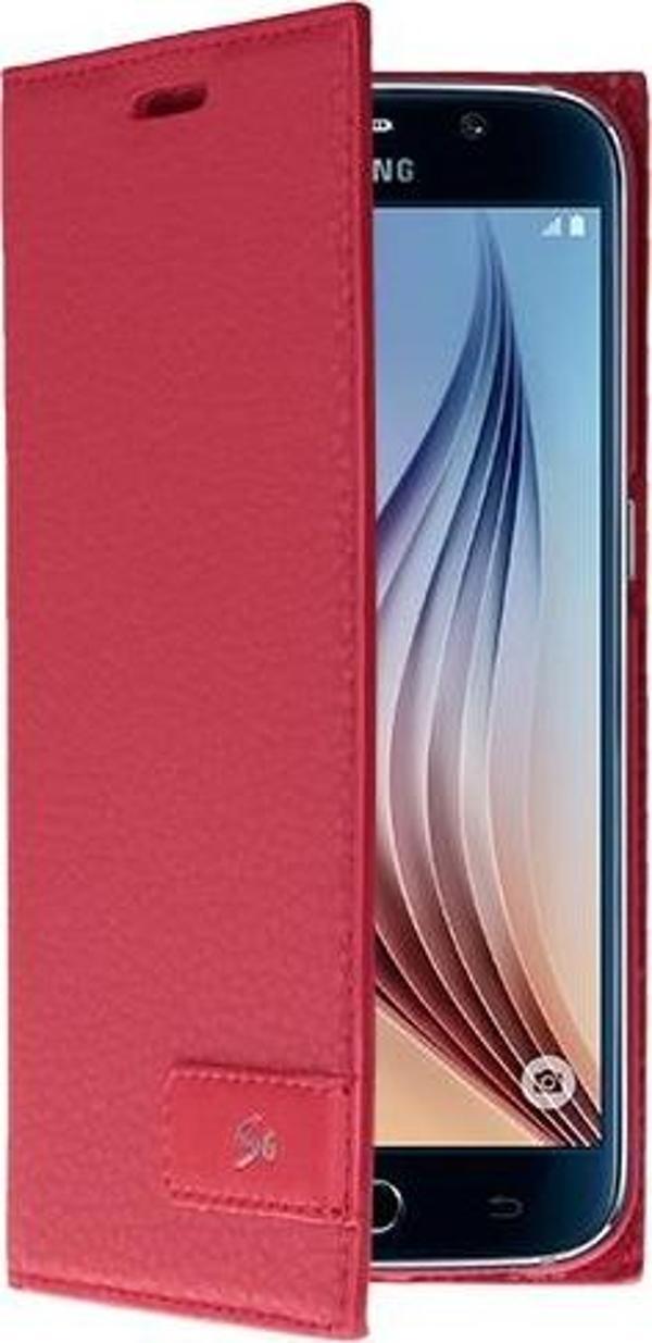 Galaxy S6 ile Uyumlu Kılıf Kapaklı Safir Serisi Kırmızı - Image 1