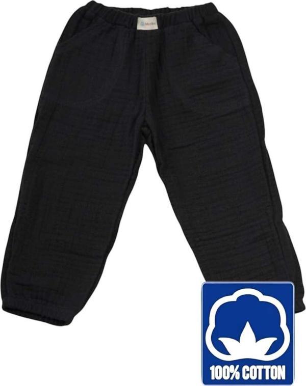 Unisex 4 Kat Müslin Kumaş %100 Organik Pamuklu Çocuk Pantolon - Image 1