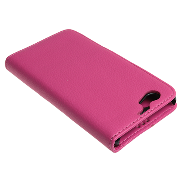 Xperia Z1 Compact ile Uyumlu Kılıf Yan Model Kartlıklı Cüzdanlı Pembe - Image 1