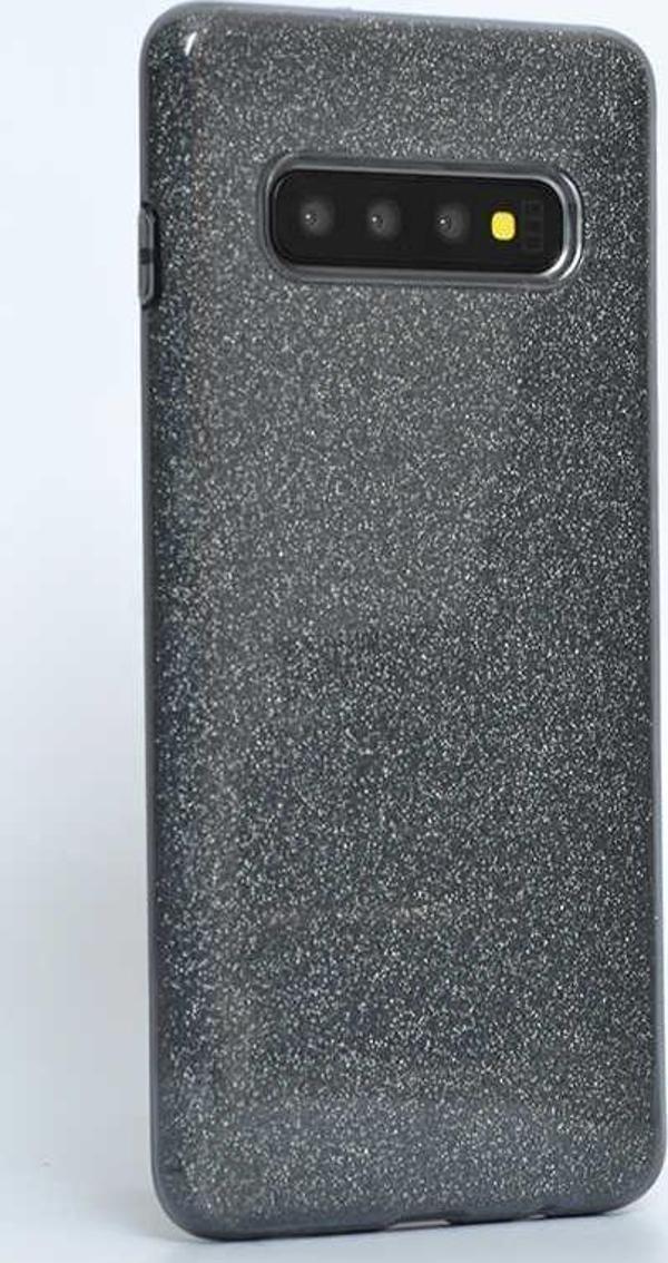 Galaxy S10 Plus ile Uyumlu Shining Simli Silikon Kılıf Siyah - Image 1
