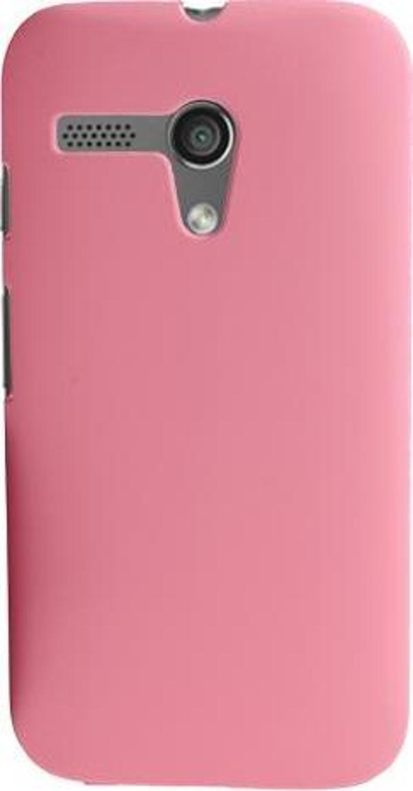 Moto G ile Uyumlu Sert Kauçuk Kılıf Pembe - Image 1