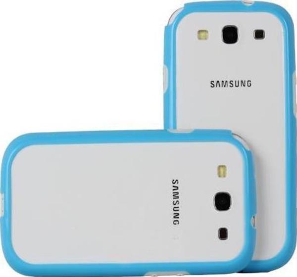 Galaxy S3 i9300 ile Uyumlu Bumper Kılıf Mavi+Beyaz Renk - Image 1