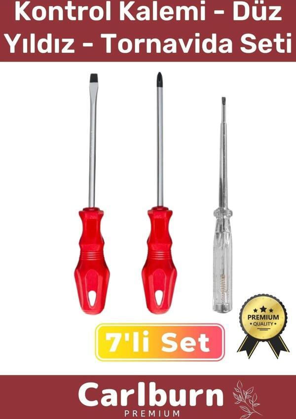 Dayanıklı Sağlam Ergonomik Vidalama Tamir Tadilat Düz Yıldız Kontrol Kalemi 3'lü Tornavida Seti - Image 1