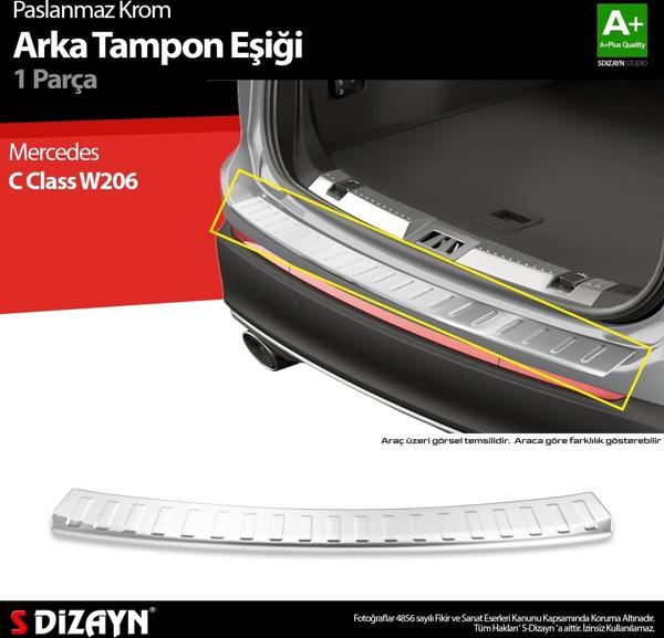 S-Dizayn Mercedes C Class W206 Krom Arka Tampon Eşiği 2021 Üzeri A+ Kalite - Image 1