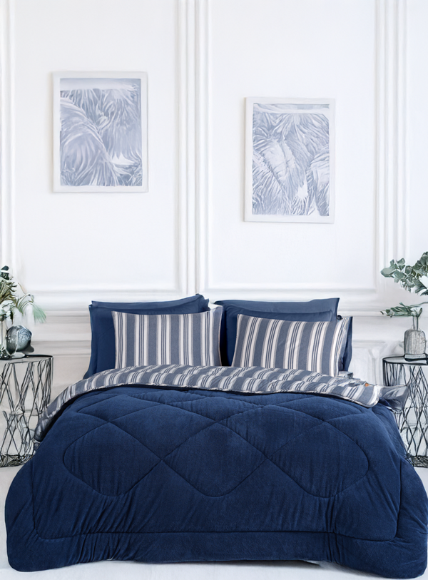 Wellsoft Yorgan Çift Kişilik Soft Line Lacivert - Image 1