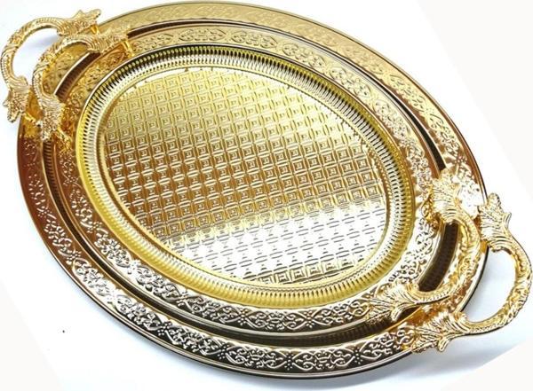 Dalgıç Altın Renk 2 'li Oval Kararmaz Tepsi - Image 1