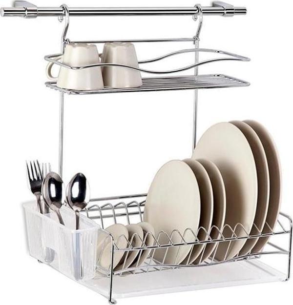 Geseus Home Borulu Askılı Bardaklık Tabaklık Bulaşıklık Krom  KB013k - Image 1