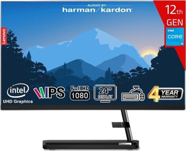 Lenovo Ideacentre Aıo 3 24IAP7 Intel Core I5-12450H 16GB 256GB SSD Intel UHD Graphics 23.8 Fhd IPS Freedos F0GH01GCTR-16256 Klavye+Mouse Siyah All In One Bilgisayar - Image 1
