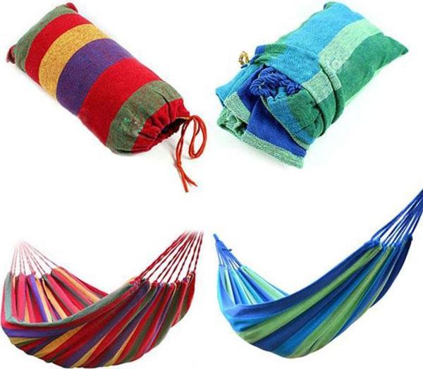 Kanvas Çantalı Hamak Çubuklu Mavi Çizgiler 190 x 80 CM - Image 1