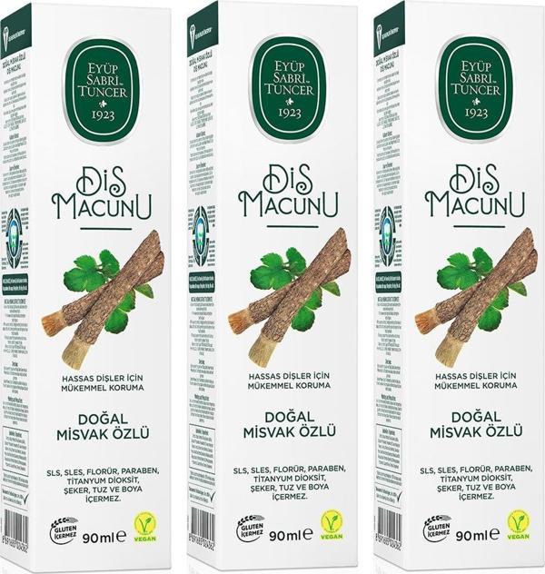 Eyüp Sabri Tuncer Doğal Misvak Özlü Florürsüz Diş Macunu 90 ml 3 ADET - Image 1