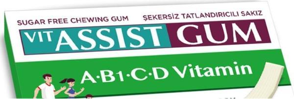 VIT ASSIST GUM VİTAMİNLİ ELMA&LİMON AROMALI SAKIZ 12Lİ  - Image 1