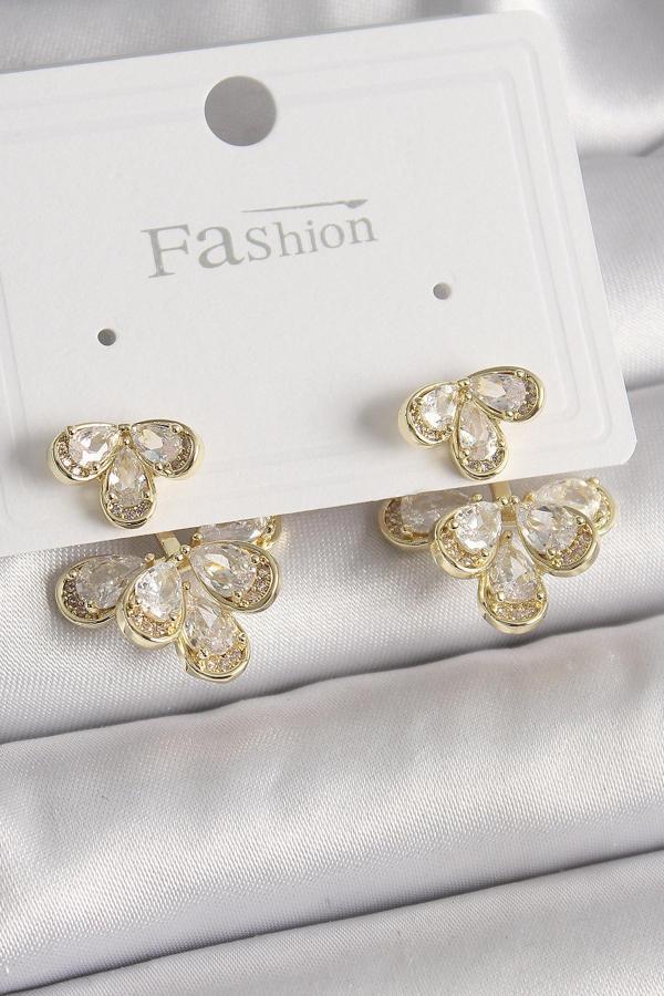 Pirinç Gold Renk Zirkon Taşlı Damla Model Kadın Küpe - EBJ241228W30240 - Image 1