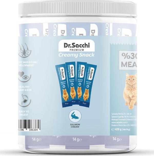 Dr.Sacchi Creamy Snack Salmon Sıvı Kedi Ödülü 14gr - 30'Lu Kavanoz - Image 1