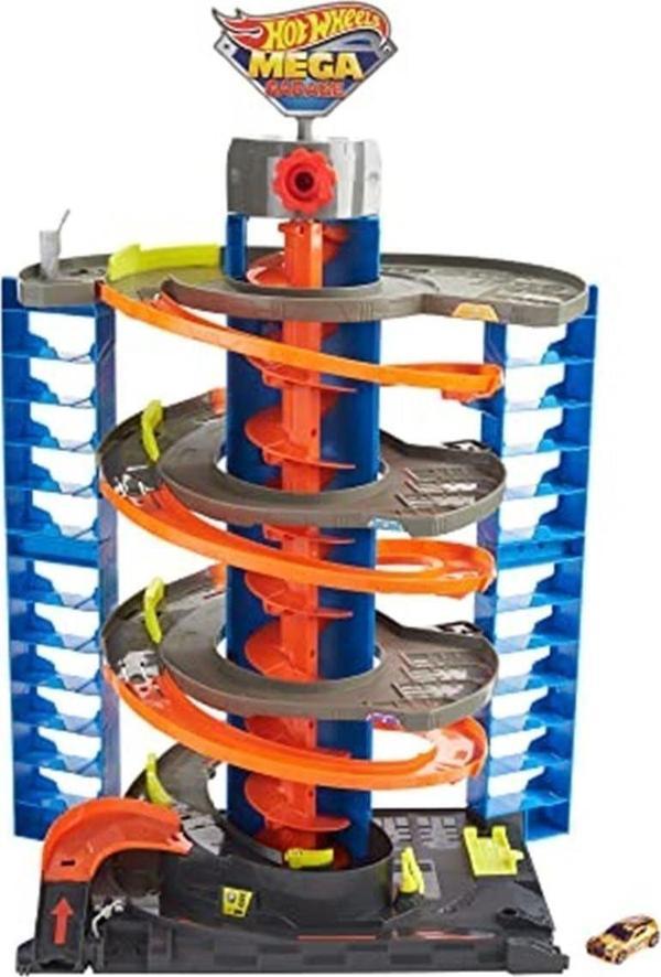 Hot Wheels Mega Garaj Oyun Seti, 1 1:64 Ölçekli Araç Dahil, Sarmal Asansör Ve 60'Tan Fazl - Image 1