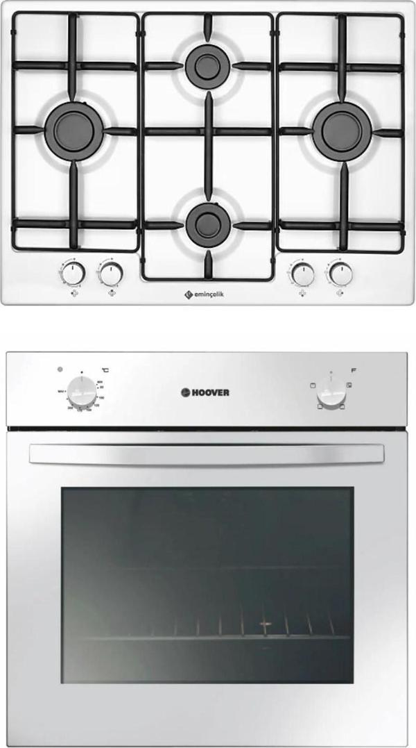 hon100w Beyaz Ankastre Fırın + Ec-sü 7340 We70 Ng Beyaz 70 Cm Set Üstü Emaye Ocak - Image 1