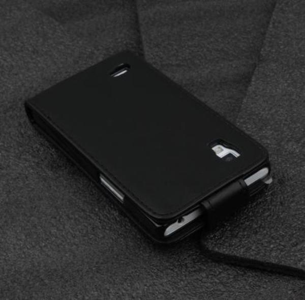Optimus L9 ile Uyumlu Kapaklı Deri Kılıf Siyah - Image 1