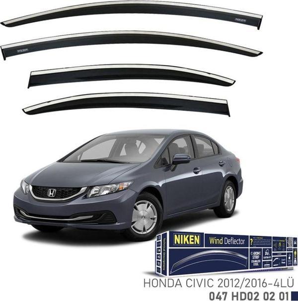 Niken Honda Uyumlu Civic 2012-2016 Model Kromlu Cam Rüzgarlığı 4Lü Parça - Image 1