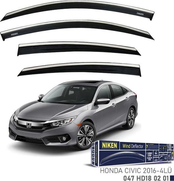Niken Honda Uyumlu Civic 2016- Kromlu Cam Rüzgarlığı 4Lü Parça - Image 1