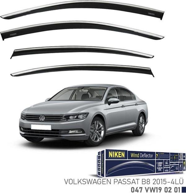 Niken Volkswagen Uyumlu Passat B8 -2015 Kromlu Cam Rüzgarlığı 4Lü Parça - Image 1