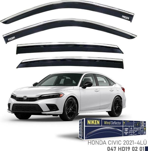 Niken Honda Uyumlu Civic 2021- Sedan Kromlu Cam Rüzgarlığı 4Lü Parça - Image 1