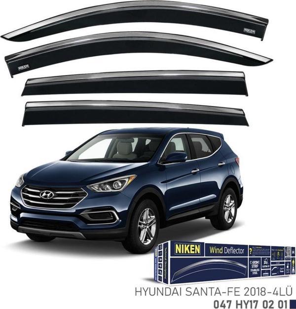 Niken Hyundai Uyumlu Santa Fe 2018- Kromlu Cam Rüzgarlığı 4Lü Parça - Image 1