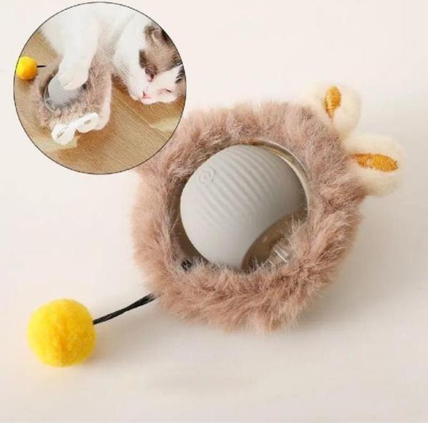 Hareketli Tüylü Top Kedi Oyuncağı Şarjlı Akıllı Oyun Topu Otomatik Yuvarlanan Pilsiz Peluş Oyuncak - Image 1