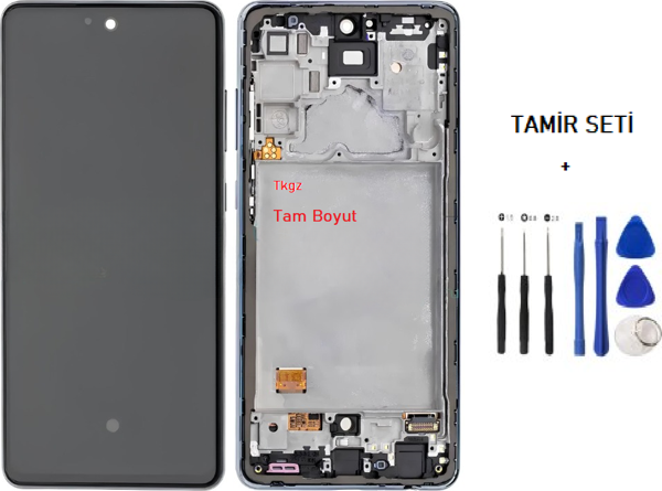 Tkgz - Samsung Galaxy A72 - SM-A725 Uyumlu Lcd Ekran Dokunmatik Orijinal ÇITALI SİYAH + TAMİR SETİ - Image 1