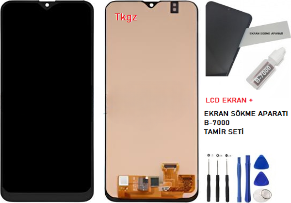 Tkgz - Samsung Galaxy A20 - SM-A205 Lcd Ekran Dokunmatik   - A - Kalite + B-7000 + TAMİR SETİ - Image 1