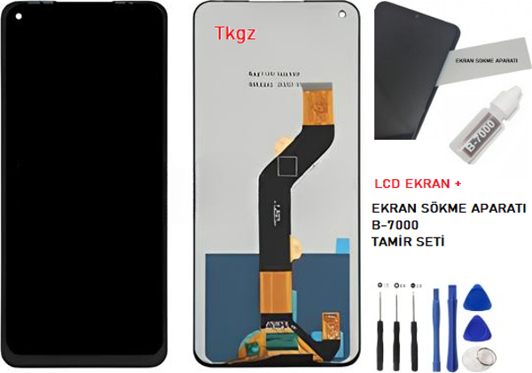 Tkgz - Tecno Camon 16 Uyumlu Lcd Ekran Dokunmatik Orijinal + B-7000 + TAMİR SETİ - Image 1