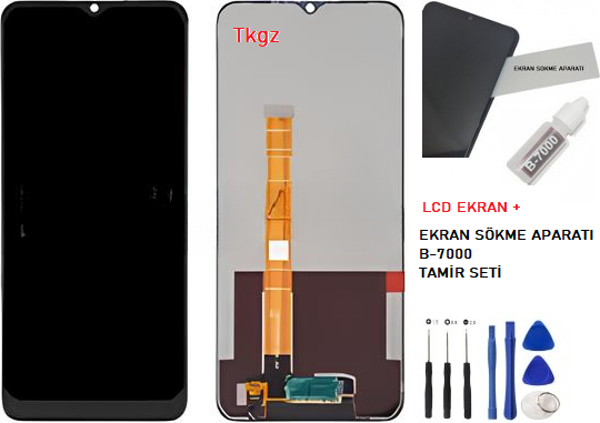 Oppo Realme C25Y Uyumlu Lcd Ekran Dokunmatik SERVİS Orijinali + B-7000 + TAMİR SETİ - Image 1