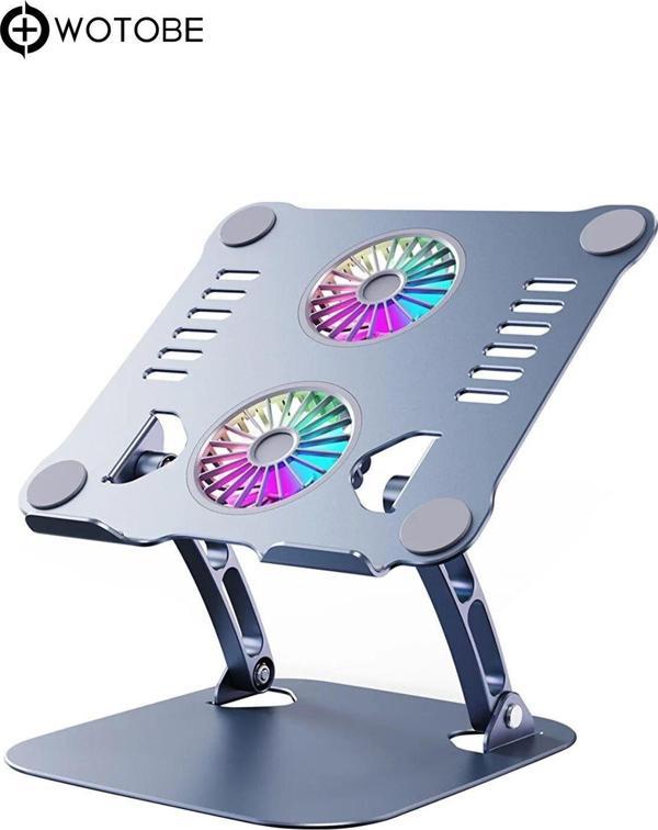 Wotobe Ayarlanabilir Metal Laptop Standı Rgb Çift Fanlı Premium Serisi Notebook Tutucu - Image 1