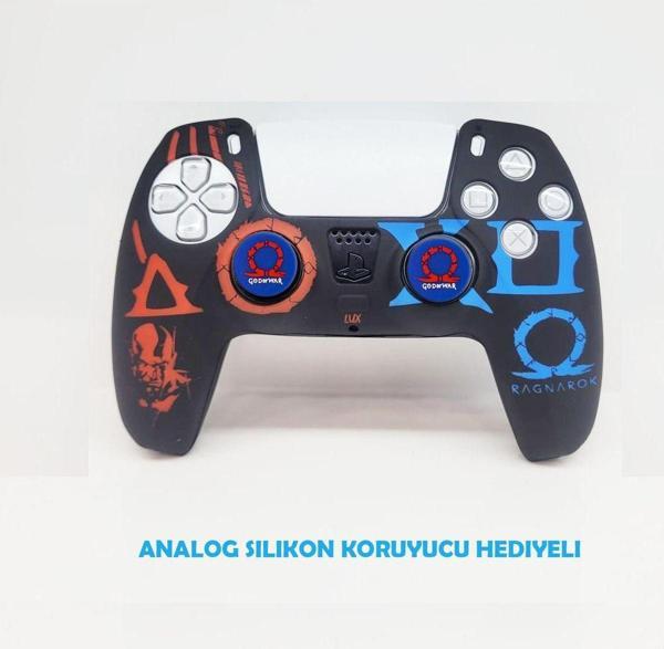 Dobe Ps5 Dualsense God Of War Ragnarok  Koruyucu Silikon Kılıf + Analog Silikon Koruyucu - Image 1