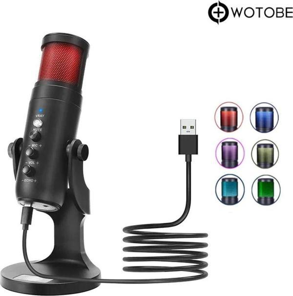 Wotobe Ayarlanabilir Rgb Renk Değiştiren Usb Mikrofon - Image 1