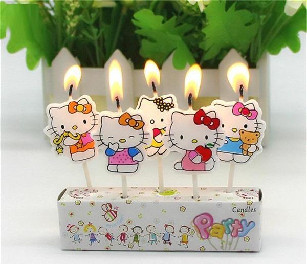 HELLO KITTY BIRTHDAY CANDLE VIP KALİTE HELLO KITTY PASTA MUMU 5 ADET HELLO KITTY DOĞUM GÜNÜ MUMU - Image 1