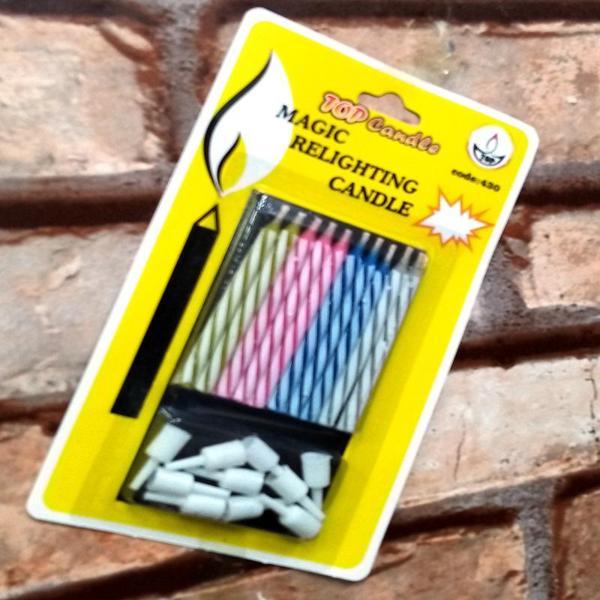 MAGIC RELIGHTING CANDLE BIRTHDAY VIP KALİTE SİHİRLİ PASTA MUMU ÜFLE SÖNSÜN BEKLE TEKRAR YANSIN 10 ADET - Image 1