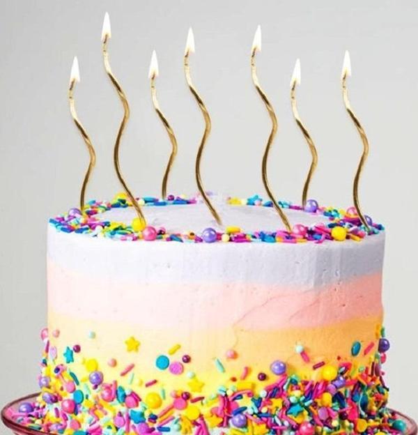 VIP KALİTE PARLAK METALİK ALTIN SPİRAL PASTA MUMU 6 ADET ALTIN DOĞUM GÜNÜ MUMU GOLD BIRTHDAY CANDLE - Image 1