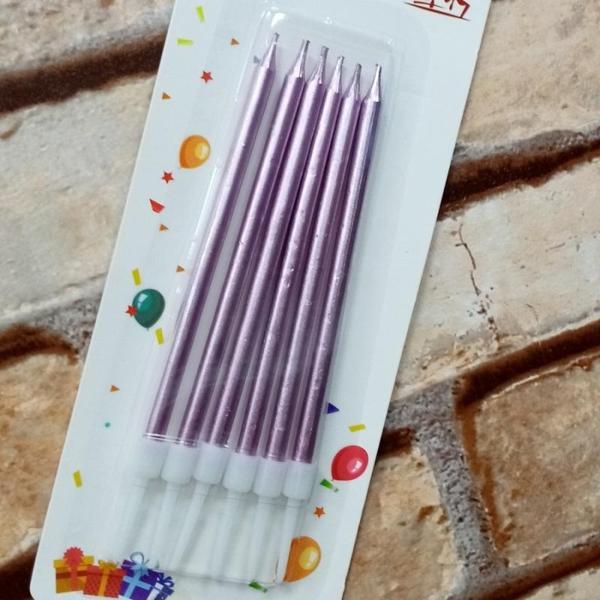VIP KALİTE PARLAK METALİK PEMBE PASTA MUMU 6 ADET PEMBE DOĞUM GÜNÜ MUMU DECOR PİNK BIRTHDAY CANDLE - Image 1