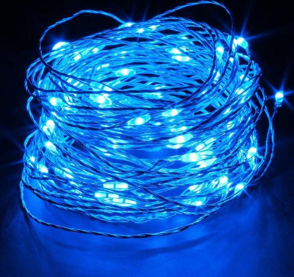 10 METRE MAVİ PİLLİ LED IŞIK MAVİ LED IŞIK MAVİ YILBAŞI AĞACI IŞIĞI MAVİ NOEL IŞIĞI 100 LEDLİ MAVİ LED IŞIK 100 LEDLİ PARLAK CANLI LED IŞIK - Image 1