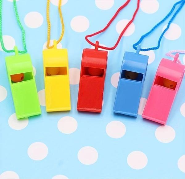 24 ADET İPLİ RENKLİ DÜDÜK HAKEM DÜDÜĞÜ TARAFTAR DÜDÜĞÜ POLİS DÜDÜĞÜ  VIP YÜKSEK SESLİ PLASTİK DÜDÜK - Image 1