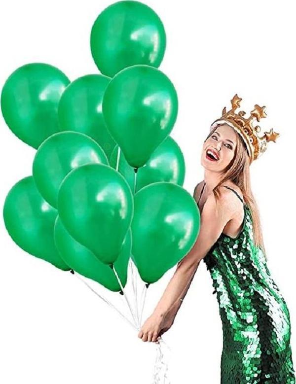 VIP 100 PCS SHINY METALLIC GREEN BALLOON VIP KALİTE PARLAK METALİK YEŞİL BALON HELYUM GAZI UYUMLUDUR - Image 1
