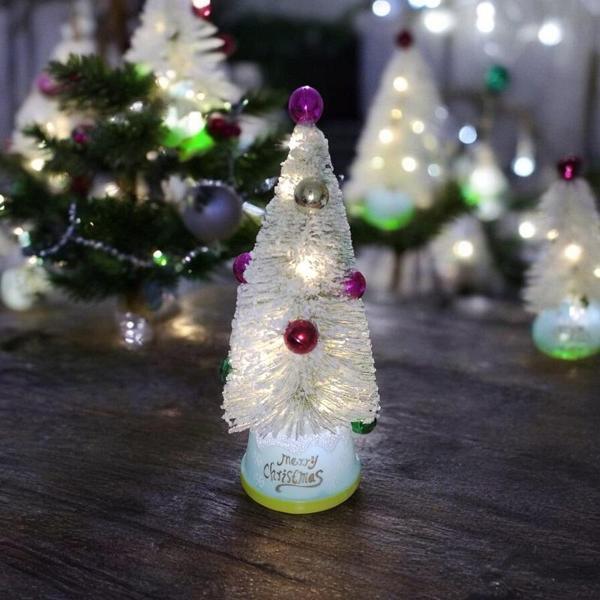 VIP DELUXE BEYAZ KARLI YILBAŞI AĞACI SÜSLÜ RENKLİ CİCİ TOPLU IŞIKLI NOEL AĞACI 24 CM GÜN IŞIĞI LEDLİ - Image 1