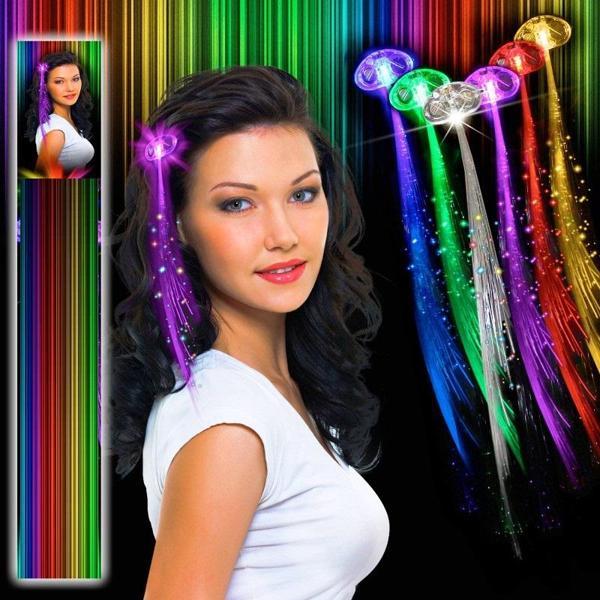 LED LİGHT UP HAİR FİBER OPTİC 2 ADET LED IŞIKLI SAÇ  IŞIKLI TOKA FİBER OPTİK SAÇ LED LİGHT HAİR LED CLUB IŞIKLARI - Image 1
