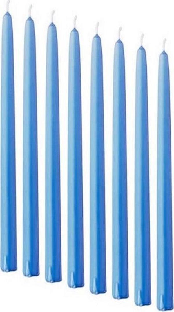 10 ADET BLUE CANDLESTICK MAVİ ŞAMDAN MUMU MAVİ MUM PARLAK MAVİ ŞAMDAN MUMU MASA MUMU MAVİ KALIN UZUN MUM - Image 1