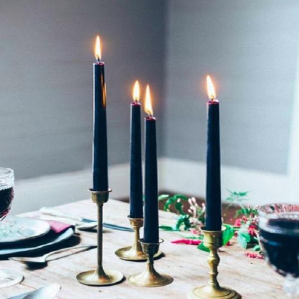 10 PCS CHRISTMAS CANDLE METALLIC BRIGHT BLACK CANDLESTICK 10 ADET SİYAH ŞAMDAN MUMU YILBAŞI MUMLARI - Image 1